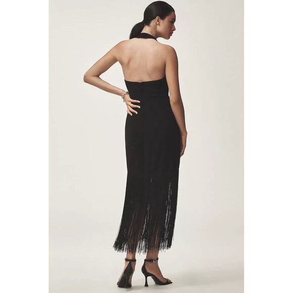 NWT Size S - Hutch Plunge Halter Fringe Knit Midi Dress (NWT US$ 248) - Picture 2 of 8